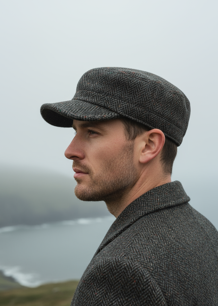 Donegal Tweed Cadet Cap | Charcoal