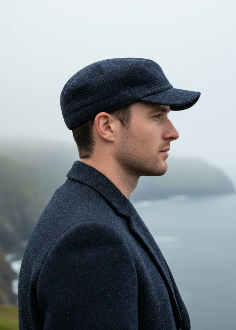 Donegal Tweed Cadet Cap | Navy