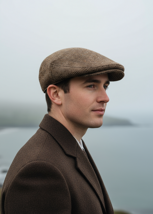 Donegal Tweed Cap | Brown Herringbone