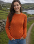 Ladies Slim-Fit Aran Sweater in Terracotta | 100% Merino Wool