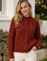 Beltra Aran-Strickjacke mit einem Knopf | Haferflockenfarben – Abverkauf