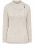 Claddagh-Strickjacke mit Reißverschluss | Haferflockenfarbe | 100 % Merinowolle – Abverkauf
