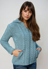 Aran Hooded Cardigan | Aqua