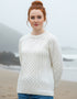 Ladies Slim-Fit Aran Sweater | Natural