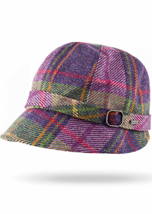 Irish Ladies Tweed Hat | Purple Green Plaid