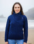 Claddagh Side Zip Aran Cardigan | Blue