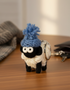 Knitted Wool Standing Sheep Keyring | Blue