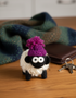Knitted Wool Standing Sheep Keyring | Purple
