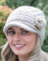 Aran Trellis Design Peak Hat | Oatmeal