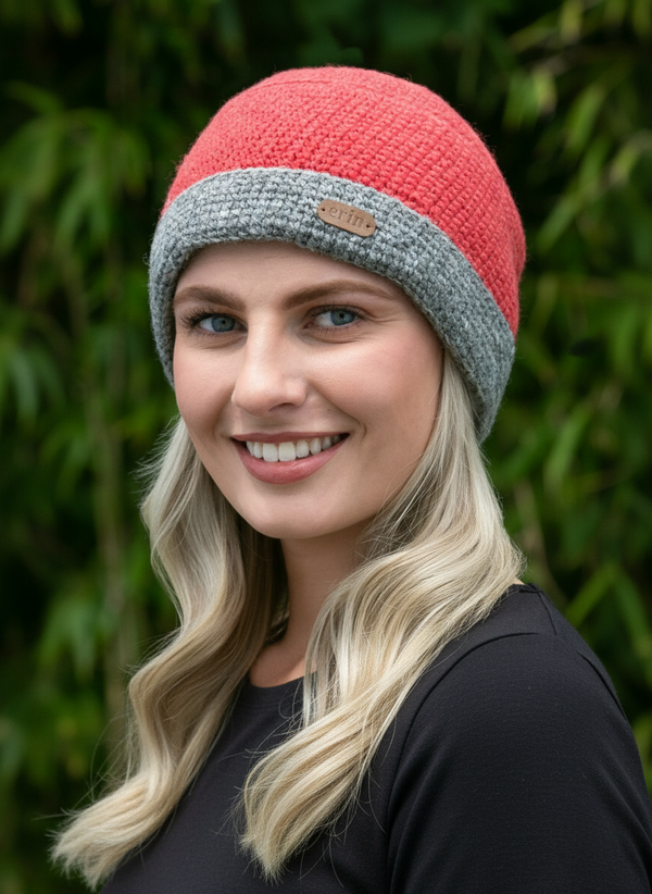 Erin Crochet Turn up Hat | Raspberry