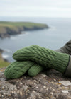 Erin Aran Cable Mittens | green