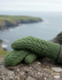 Erin Aran Cable Mittens | Green