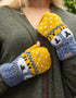 Erin Aran Sheep Handwarmers | Blue & Yellow