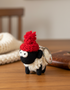 Knitted Wool Standing Sheep Keyring | Red