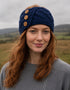 Aran-Stirnband mit Knöpfen für Damen | Tinte
