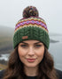 Erin Aran Fairisle Bobble Hat | Green Purple