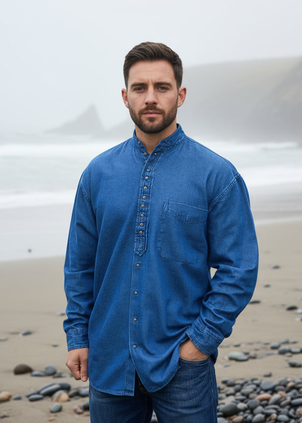 Civilian Irish Grandfather Shirt | Denim