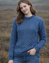 Unisex Oversized Lightweight Aran Sweater | Denim Blue