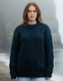 Heavy Weight Aran Fisherman Sweater | Navy/Green Mix