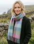 Foxford Lambswool Scarf - Green & Turquoise Check