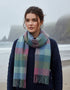 Foxford Lambswool Scarf | Green Turquoise Check