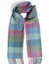 Foxford Lambswool Scarf | Green Turquoise Check