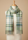 Foxford Lambswool Scarf | Turquoise & Cream Tartan