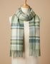 Foxford Lambswool Scarf | Turquoise & Cream Tartan