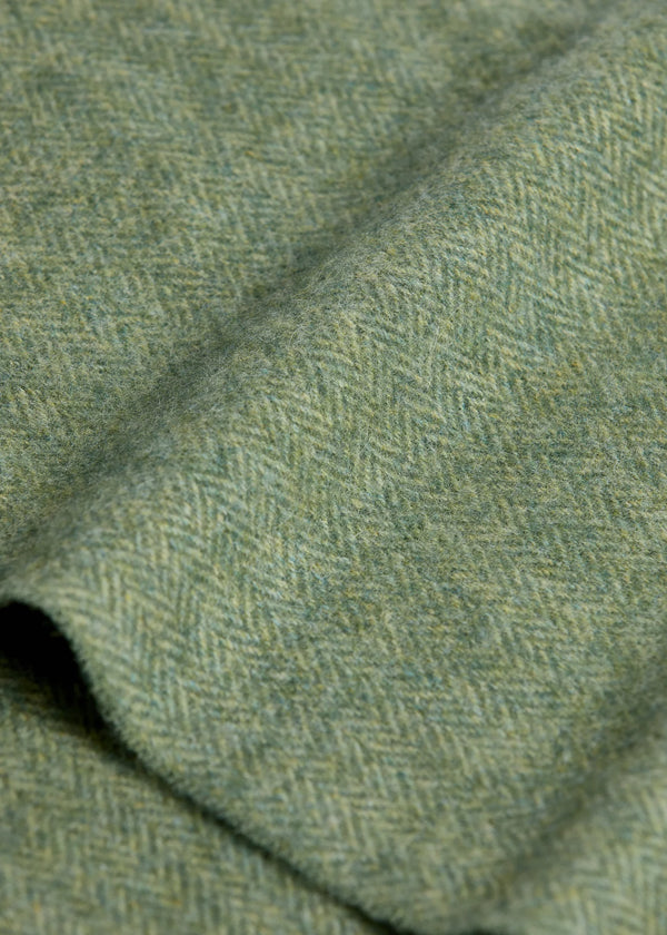 Foxford Lambswool Scarf | Green Herringbone