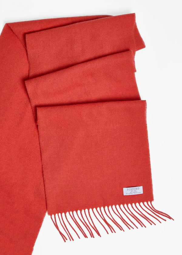 Foxford Lambswool Scarf | Paprika Herringbone