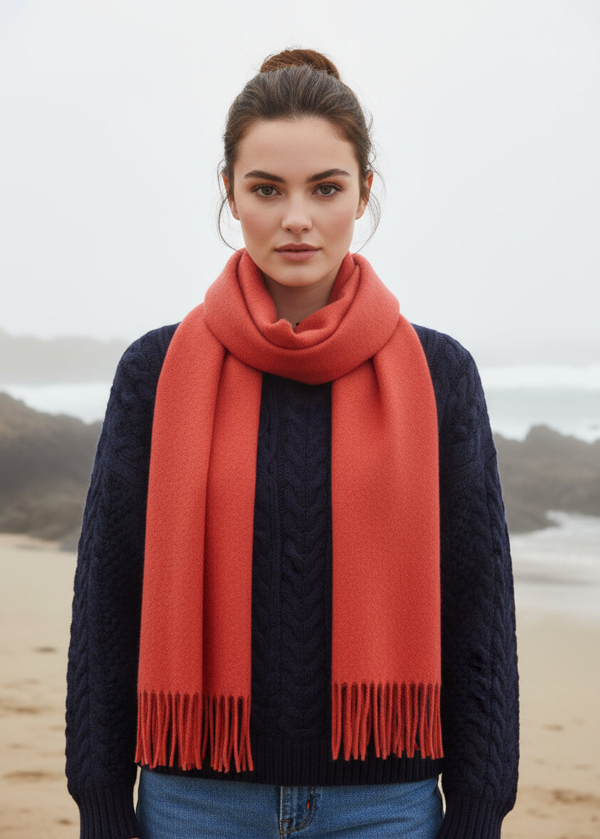 Foxford Lambswool Scarf | Paprika Herringbone