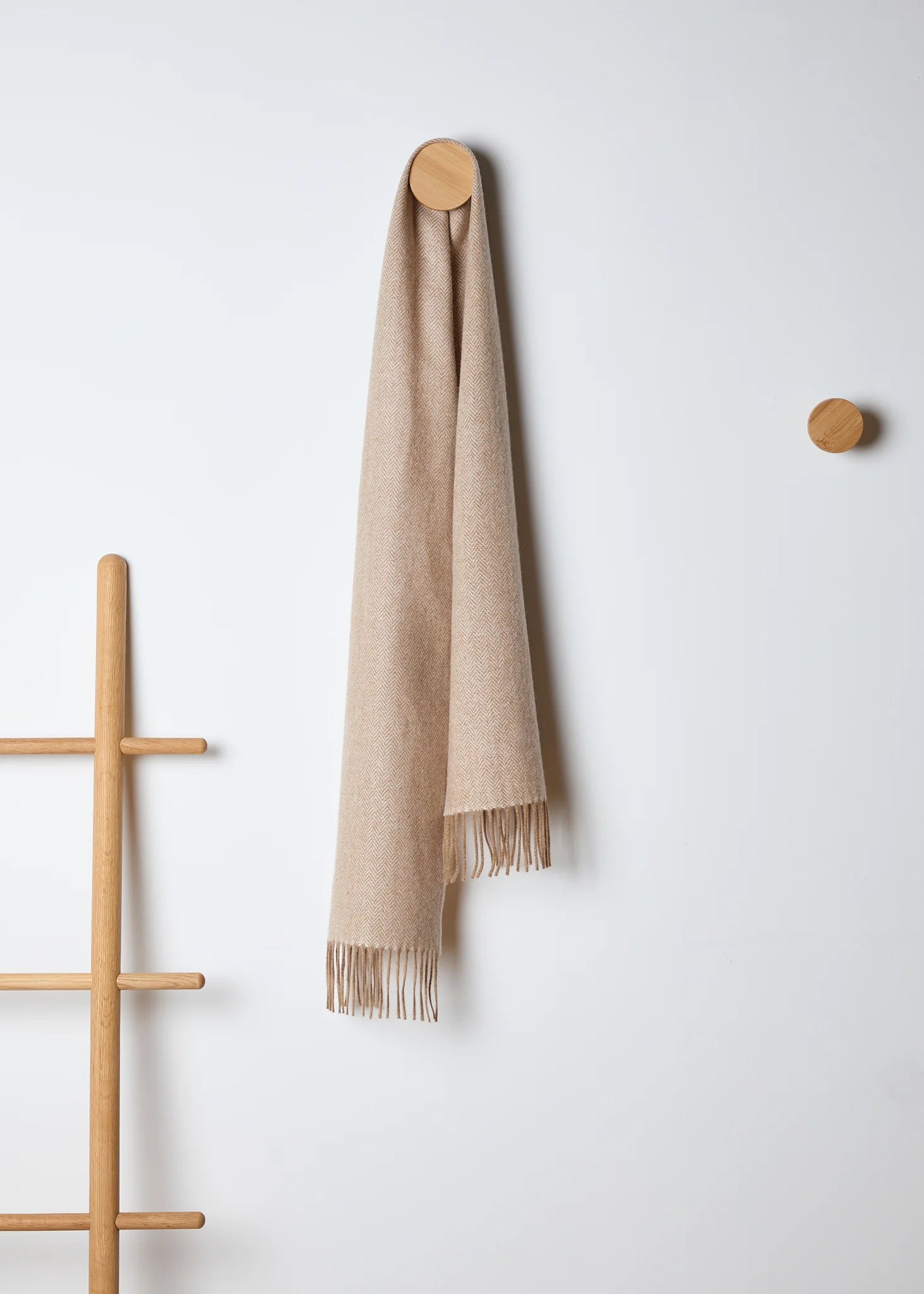 Foxford Lambswool Scarf | Camel Herringbone