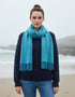 Foxford Lambswool Scarf | Blue & Green Check