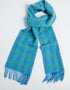 Foxford Lambswool Scarf | Blue & Green Check