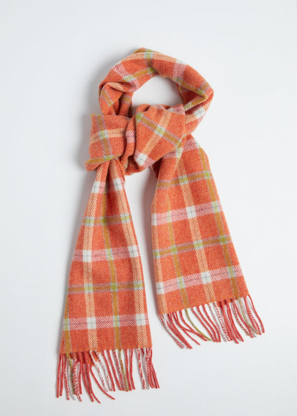 Foxford Orange Check Lambswool Scarf