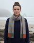 Foxford Lambswool Scarf | Orange and Blue Check
