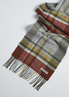Foxford Rust and Green Tartan Lambswool Scarf