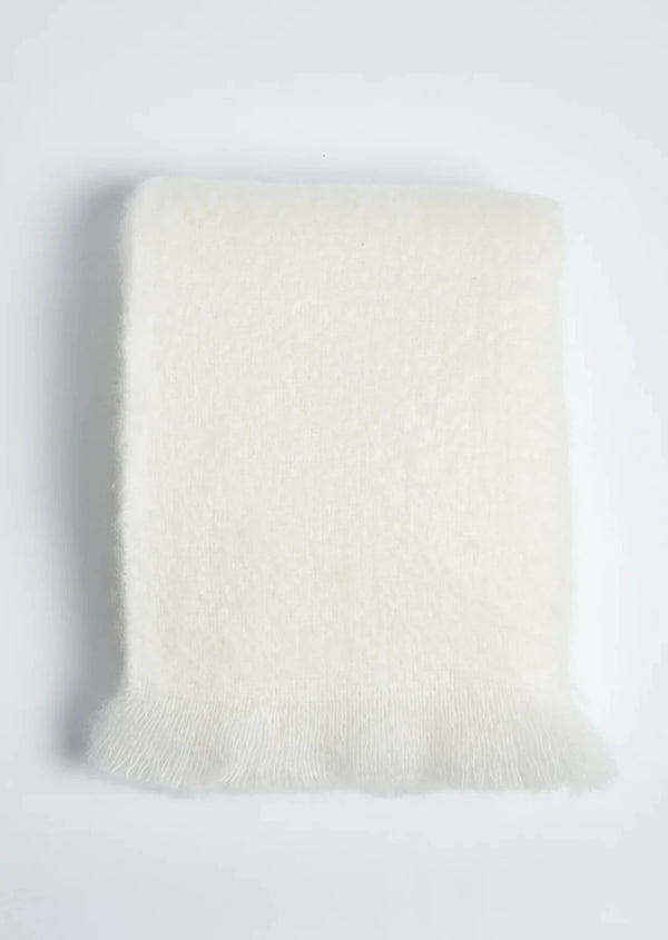 Foxford Off White Mohair Throw