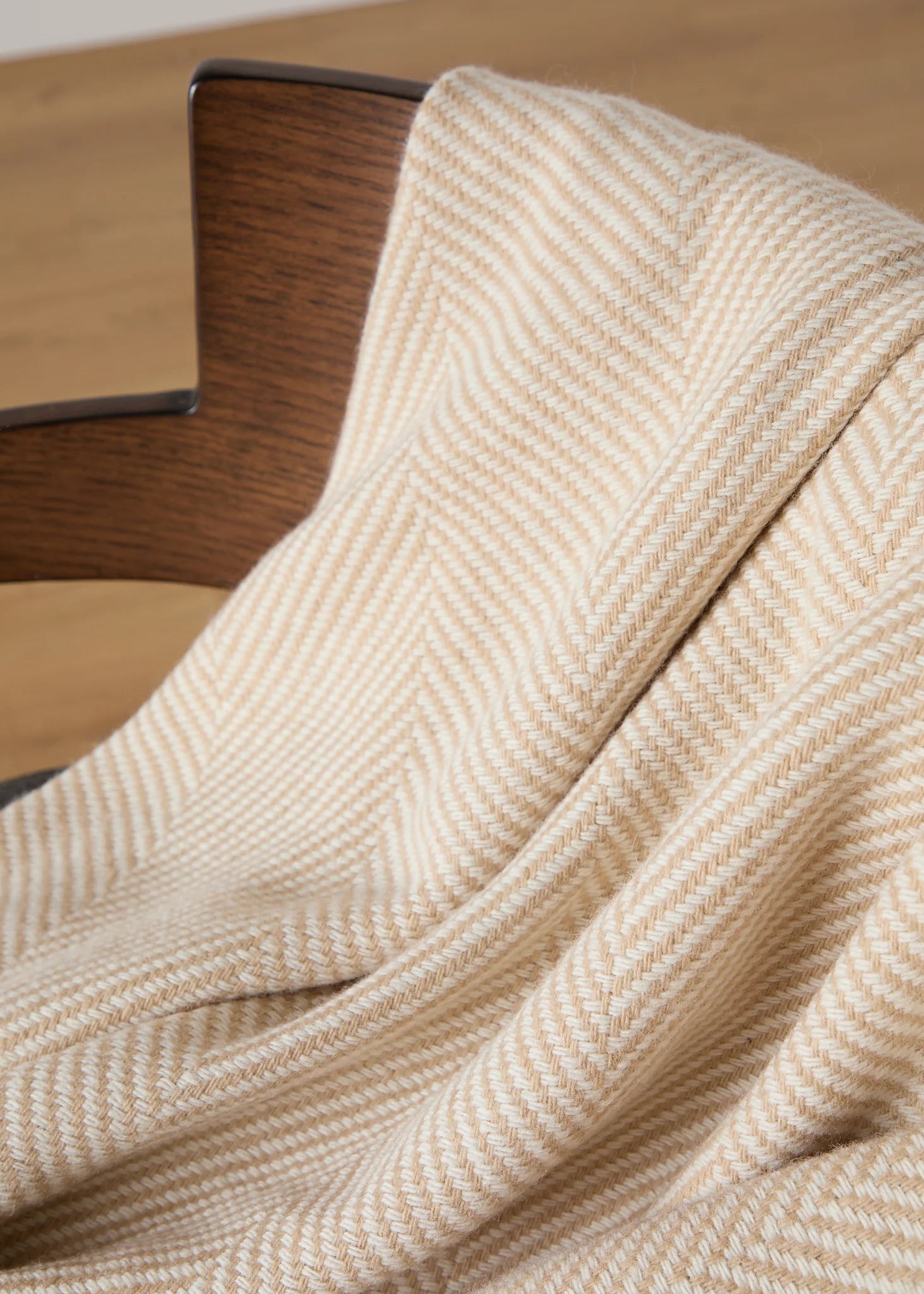 Foxford Merino Throw | Camel & White