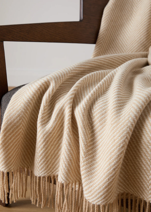 Foxford Merino Throw | Camel & White