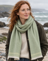 Foxford Blanket Edge Green Extra-Fine Merino Scarf