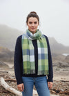 Foxford Giant Merino Scarf | Green & Blue Block