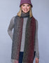 Mucros Islander Scarf Red Charcoal | Authentic Irish Aran Knitwear | Made in Ireland