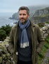 Foxford Lambswool Scarf | Navy Herringbone