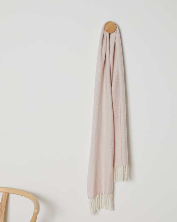 Foxford Pink And White Herringbone Scarf