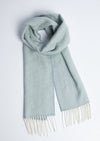 Foxford Sage & White Herringbone Cashmere Scarf