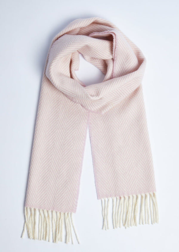 Foxford Pink And White Herringbone Scarf