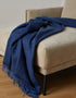 Foxford Cashmere Lambswool Throw | Blue Herringbone