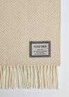 Foxford White and Bone Herringbone Cashmere Throw