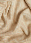 Foxford White and Bone Herringbone Cashmere Throw